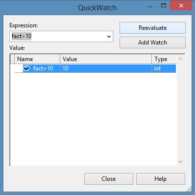 Quick Watch Window in Debugging